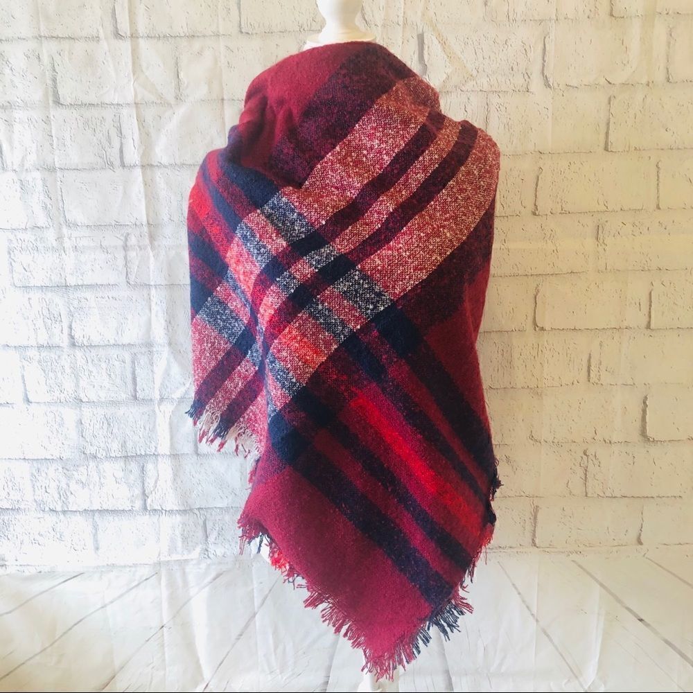 Plaid blanket scarf